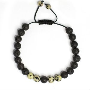 Adjustable Diffuser Bracelet Dalmatian Jasper & Lava Beads for Essential Oils